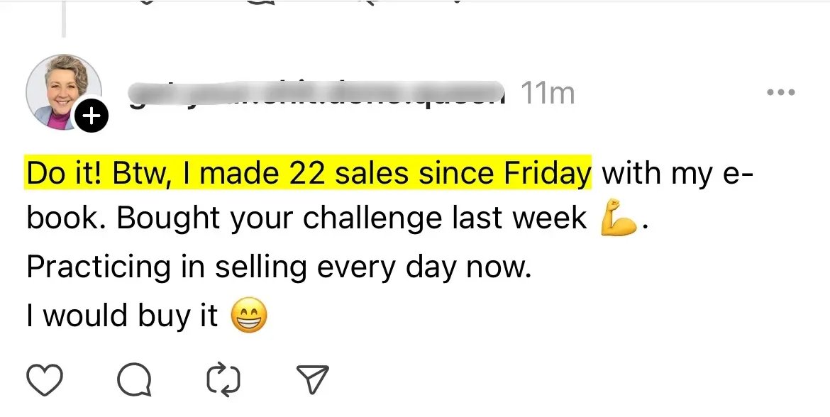 Liesbeth — 22 sales since Friday